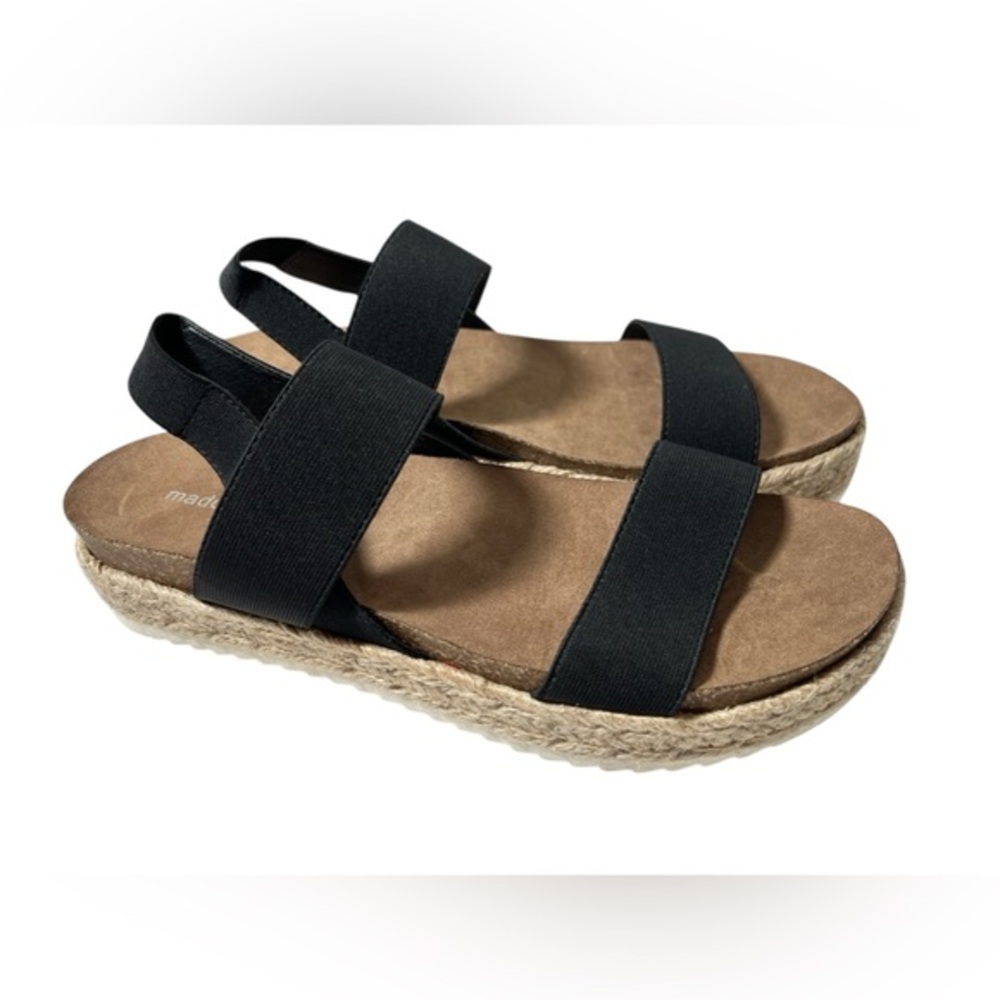 Madden Girl Cassie sandal Espadrilles strap platform slides black‎ size 11 NIB